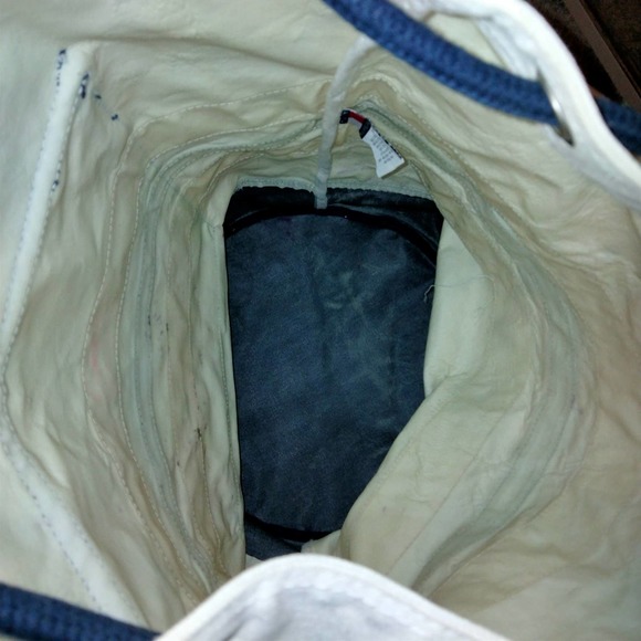 Tommy Hilfiger Beige-Yellow-Blue Canvas Backpack Extra Large RARE! Vintage 1990s main image 14